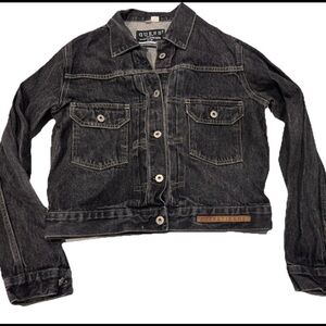Guess USA Jeans Denim Trucker Jacket Retro 90s Black Women’s XL Button